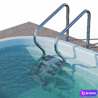 Narbonne composite pool with waterfall 3D Model Vray, Corona