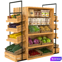 Designer rack in a supermarket with vegetables, fruits and cereals 3 3D Model Corona