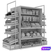 Designer rack in a supermarket with vegetables, fruits and cereals 3 3D Model Corona