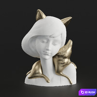 Girl and fox 3D Model Corona