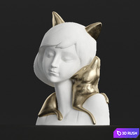 Girl and fox 3D Model Corona
