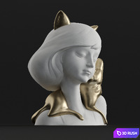 Girl and fox 3D Model Corona