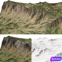 Mountains Terrain - 3 textures 3D Model Vray