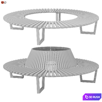 Park bench under a tree round set 02 3D Model Vray, Corona