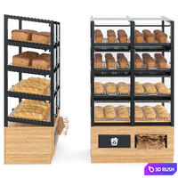 Shelving set for bread and cookies 3D Model Vray, Corona