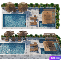 Swimming pool 3D Model Vray, Corona