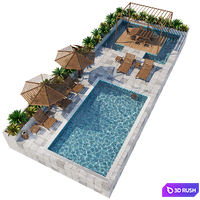 Swimming pool 3D Model Vray, Corona