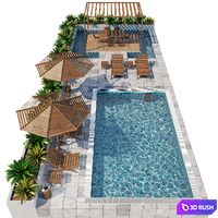 Swimming pool 3D Model Vray, Corona