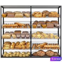 Rack in the bakery. Bread 3D Model Vray, Corona
