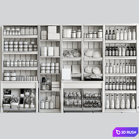 Rack with spices, alcohol and pastries in the supermarket 3D Model Corona