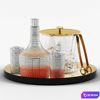 Series B Decanter &amp; Bleecker Bar Ice Bucket set 3D Model Vray