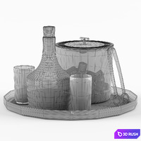 Series B Decanter &amp; Bleecker Bar Ice Bucket set 3D Model Vray