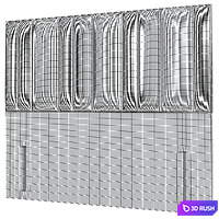 Multi-tubes Upholstered Headboard 3D Model Vray