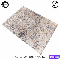 Indian wool rug "CHROME GOLD" ABSTRACT-1-MULTI 3D Model Vray, Corona