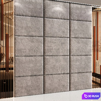 Headboard in beige panels and mirrored gold slats 3D Model Corona