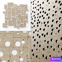 Panel wood board hole n1 / Panel from wooden boards with hole # 1 3D Model Vray
