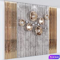 Headboard made of soft beige panels and 3d decor 3D Model Corona