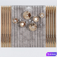 Headboard made of soft beige panels and 3d decor 3D Model Corona