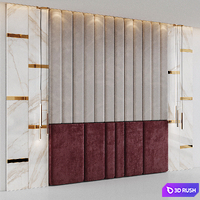 Composition of the design of the headboard in the bedroom with decor 3D Model Corona