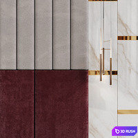 Composition of the design of the headboard in the bedroom with decor 3D Model Corona