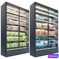 Market refrigerators 3D Model Vray, Corona