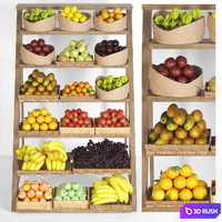 Shelf with fruits and vegetables in the market. Fruit 11 3D Model Corona