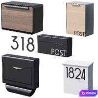 041_Modern Mailboxes 01 Wallmounted 00 3D Model Vray, Corona
