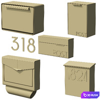 041_Modern Mailboxes 01 Wallmounted 00 3D Model Vray, Corona