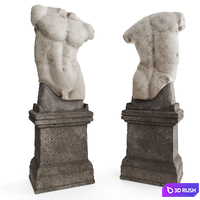 Roman man torso with pedestal 3D Model Vray, Corona