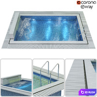 Swimming pool 008 3D Model Vray, Corona
