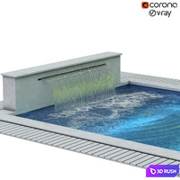 Swimming pool 008 3D Model Vray, Corona