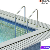 Swimming pool 008 3D Model Vray, Corona