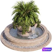 Plant and fountain 01 3D Model Vray, Corona