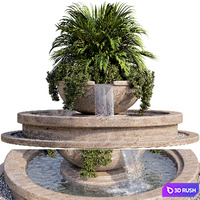 Plant and fountain 01 3D Model Vray, Corona