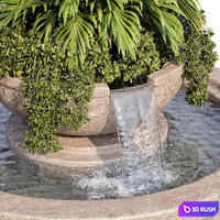 Plant and fountain 01 3D Model Vray, Corona