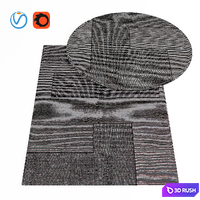 Stripe rug round 3D Model Vray, Corona