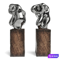 Lunar spectral abstract sculpture chrome 3D Model Vray, Corona