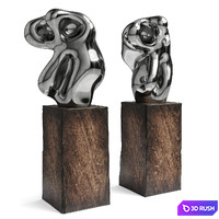 Lunar spectral abstract sculpture chrome 3D Model Vray, Corona