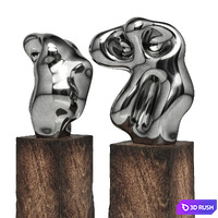 Lunar spectral abstract sculpture chrome 3D Model Vray, Corona