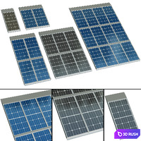 Solar panels 3D Model Vray, Corona