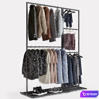 Clothes store hanger 3D Model Vray, Corona