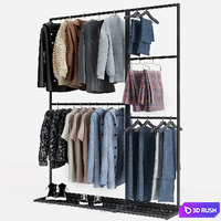 Clothes store hanger 3D Model Vray, Corona