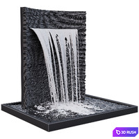 Waterfall fountains rock panel 3D Model Vray, Corona