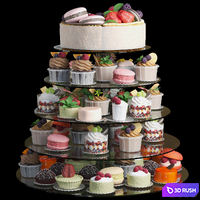 Wedding set of desserts. Confectionery shop 3D Model Corona