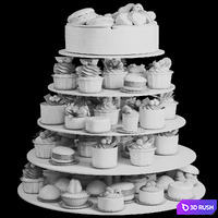 Wedding set of desserts. Confectionery shop 3D Model Corona