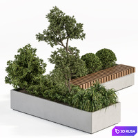 Urban Furniture / Architecture Bench with Plants- Set 17 3D Model Vray, Corona