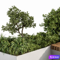 Urban Furniture / Architecture Bench with Plants- Set 17 3D Model Vray, Corona