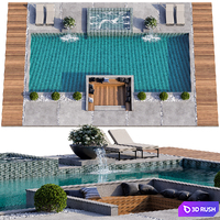 Pool 22 3D Model Vray, Corona