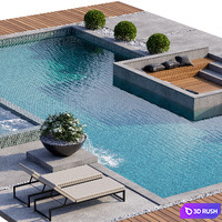 Pool 22 3D Model Vray, Corona