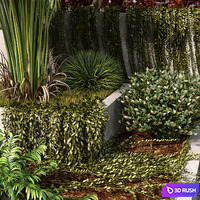 Garden Set with water fountain 3D Model Corona